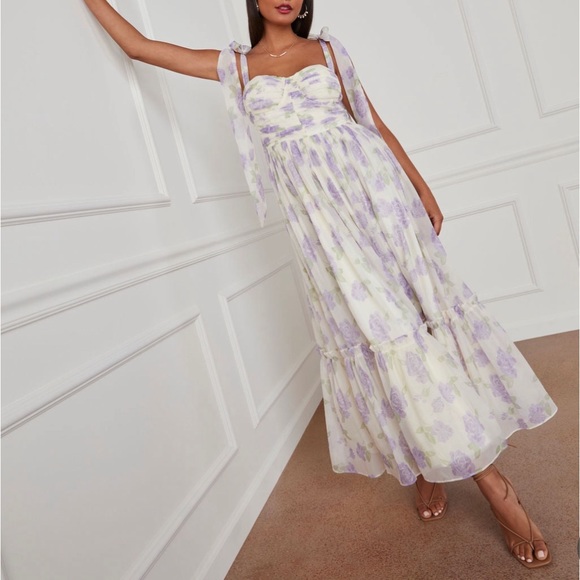 Vici Dresses & Skirts - VICI LAVENDER DREAMS CHIFFON SHOULDER TIE MAXI DRESS,Size S